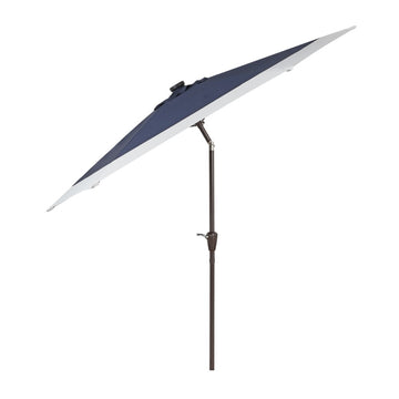 Spencer 9 ft. Classic Coastal 2-Tone Solar LED Market Patio Umbrella - JONATHAN Y